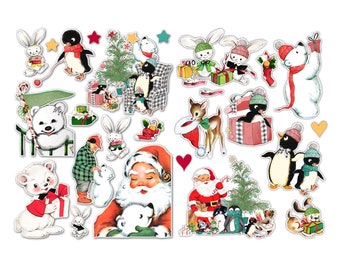 Christmas Morning 2-4" Ephemera Pack (25 Cutouts) | Penguin, Polar Bear, Bunny