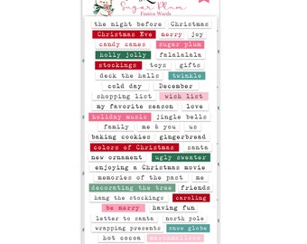 Sticker | Festive WORD Christmas Wordfetti | Sentiment, Phrase, Scrapbook, Journaling Supplies