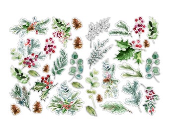 Greenery Leaves Christmas Ephemera Die Cut Pack