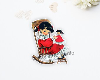 Krissy Girl w/Doll 4" Vintage DieCut | Rocking Chair (1 size available: 4 inch )