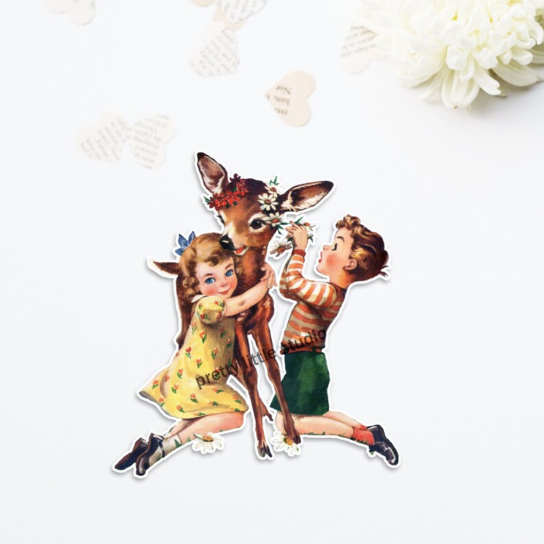 Mia & Micheal Fawn Spring 4 Vintage Diecut 1 size available: 4 inch image 1