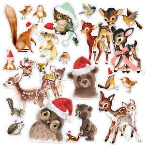 Forest Critters Christmas Die Cuts | Ephemera Pack, Woodland, Deer, Owl, Planner, Scrapbook Embellishment, Card Making, Vintage Retro Images