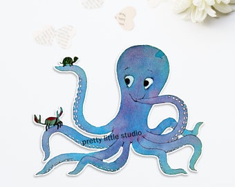 Cutout | Octavia Octopus Blue Vintage DieCut (1 size available: 4 inch )