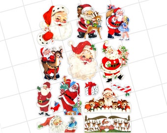 Jolly Santa Mini Die Cuts | Ephemera Pack, Santa Claus, Christmas, Planner, Embellishment, Junk Journal, Card Making, Vintage Retro Images