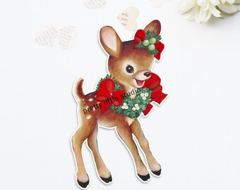 Reindeer #13 Vintage DieCut Cutout Christmas | (1 size available: 4 inch)