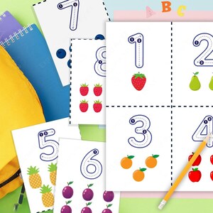 ホームスクール用印刷物 数字ワークシート 子供向けの印刷可能な数字カード 学習シート 印刷可能な子供向けアクティビティ 子供が数字を学ぶ