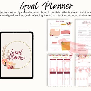 Goal Planner BUNDLE, 2024 Goals Tracker, SMART Goal Setting Kit, New Year, Monthly Habits Reflections, Productivity, Vision Board Printables