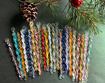 Assorted VARIETY of Colors Handmade Borosilicate Glass Icicle Christmas Ornament Box Sets