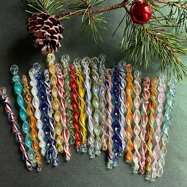 Assorted VARIETY of Colors Handmade Borosilicate Glass Icicle Christmas Ornament Box Sets