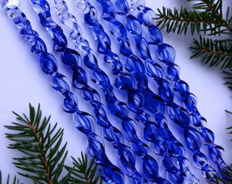 COBALT BLUE Handmade Borosilicate Glass Icicle Christmas Ornament