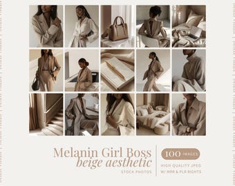 Melanin Girl Boss Faceless Stock Photos Beige Aesthetic Faceless Digital Marketing Melanin Instagram Reels Girl Boss Image MRR PLR Lifestyle