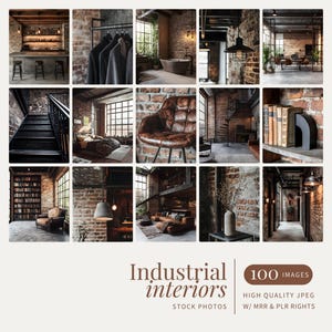 Fotos de stock de interiores industriais minimalistas Imagens de interiores de casas estéticas do Instagram Marketing imobiliário Fotos de stock industriais PLR MRR
