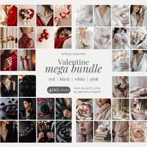 Valentine Stock Photos Mega Bundle Red Valentine Digital Marketing Photos Dark Instagram Reels White Branding Images MRR PLR Pink Business