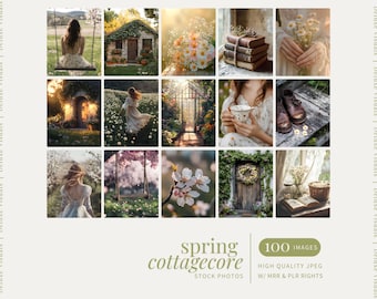 Spring Cottagecore Stock Photos Faceless Digital Marketing Rural Photo Aesthetic Instagram Reels MRR PLR Lifestyle Vintage Cottagecore Image