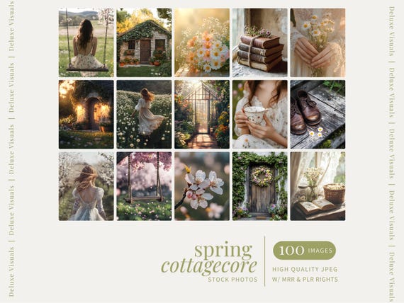 Spring Cottagecore Stock Photos Faceless Digital Marketing Rural Photo Aesthetic Instagram Reels MRR PLR Lifestyle Vintage Cottagecore Image