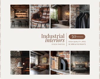 Industrieel interieur Stock Foto's Esthetisch Instagram-huis Vastgoed Digitale marketing Stock Foto's Industrieel Luxebeelden PLR MRR