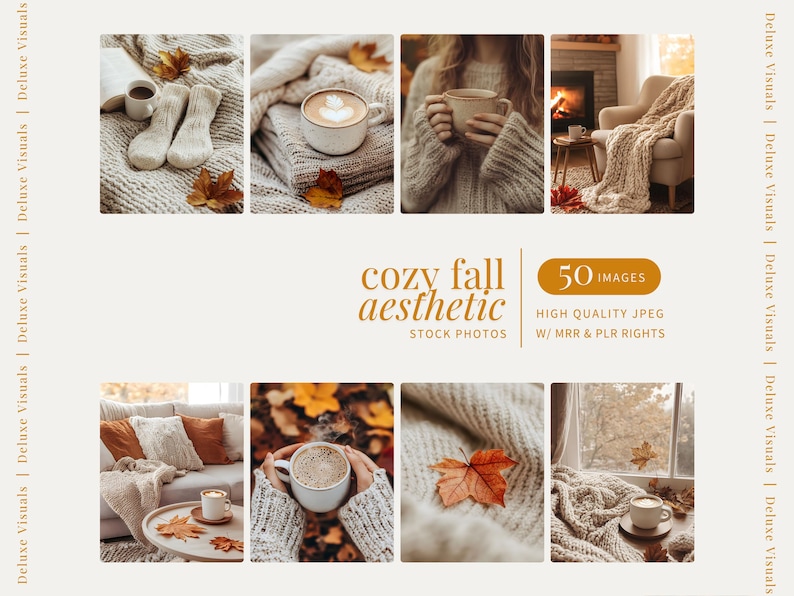 Puede incluir: Una colecci&oacute;n de 50 fotos de stock de est&eacute;tica oto&ntilde;al acogedora con colores c&aacute;lidos, mantas acogedoras y tazas humeantes de caf&eacute;. Las im&aacute;genes son perfectas para blogueros, influencers de redes sociales y cualquier persona que busque crear un ambiente c&aacute;lido y acogedor.