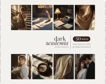 Faceless Dark Academia Stock Photos Digital Marketing Instagram Reels Moody Aesthetic MRR PLR Vintage Scholarly Images Lifestyle Minimalist