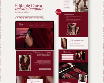 Cherry Red Aesthetic Coach Website Canva Template Business Landing Page Website Modern Red Sales Page Coaching Website Girl Boss Stock Photo