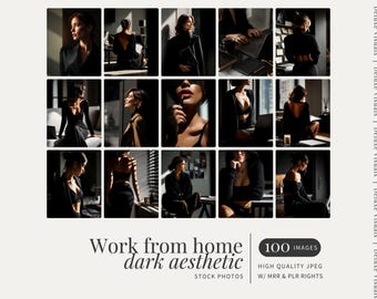 Dark Aesthetic Work From Home Stock Photos Instagram Marketing Faceless Digital Marketing Photos Dark Instagram Branding Moody Image MRR PLR
