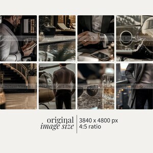 May include: A collage of images featuring a man in a suit, a helicopter, a private jet, a staircase, a pool, and a glass of whiskey. The images are arranged in a grid pattern.