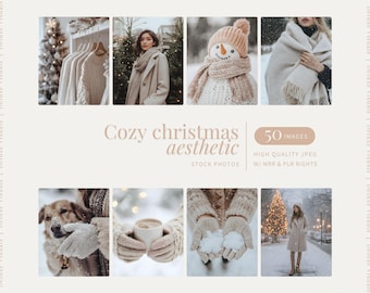 Cozy Christmas Stock Photos Aesthetic Instagram Reels Digital Marketing Stock Photos Done For You Faceless  Fashion MRR PLR White Christmas