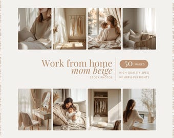 Work From Home Mom Beige Stock Photos Faceless Instagram Reels Beige Aesthetic PLR MRR Image Digital Marketing Mom Faceless Lifestyle Photo
