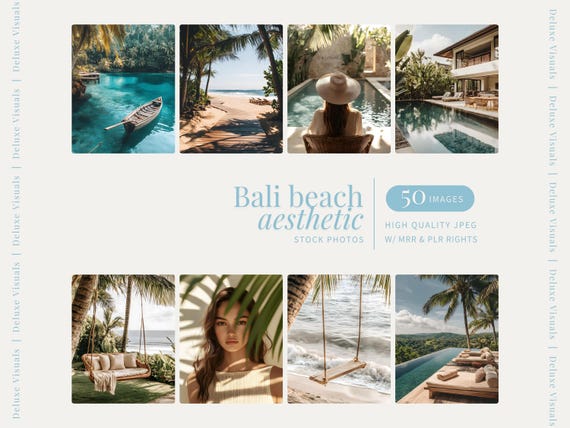 Bali Beach Travel Photos Faceless Instagram Digital Marketing Reels PLR MRR Tropical Aesthetic Light and Airy Stock Photos Fashion Lifestyle
