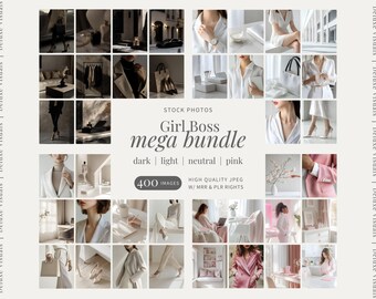 Girl Boss Stock Photo Mega Bundle Neutral Faceless Pink Digital Marketing Photos Dark Instagram Reels Light Branding Images MRR PLR Business