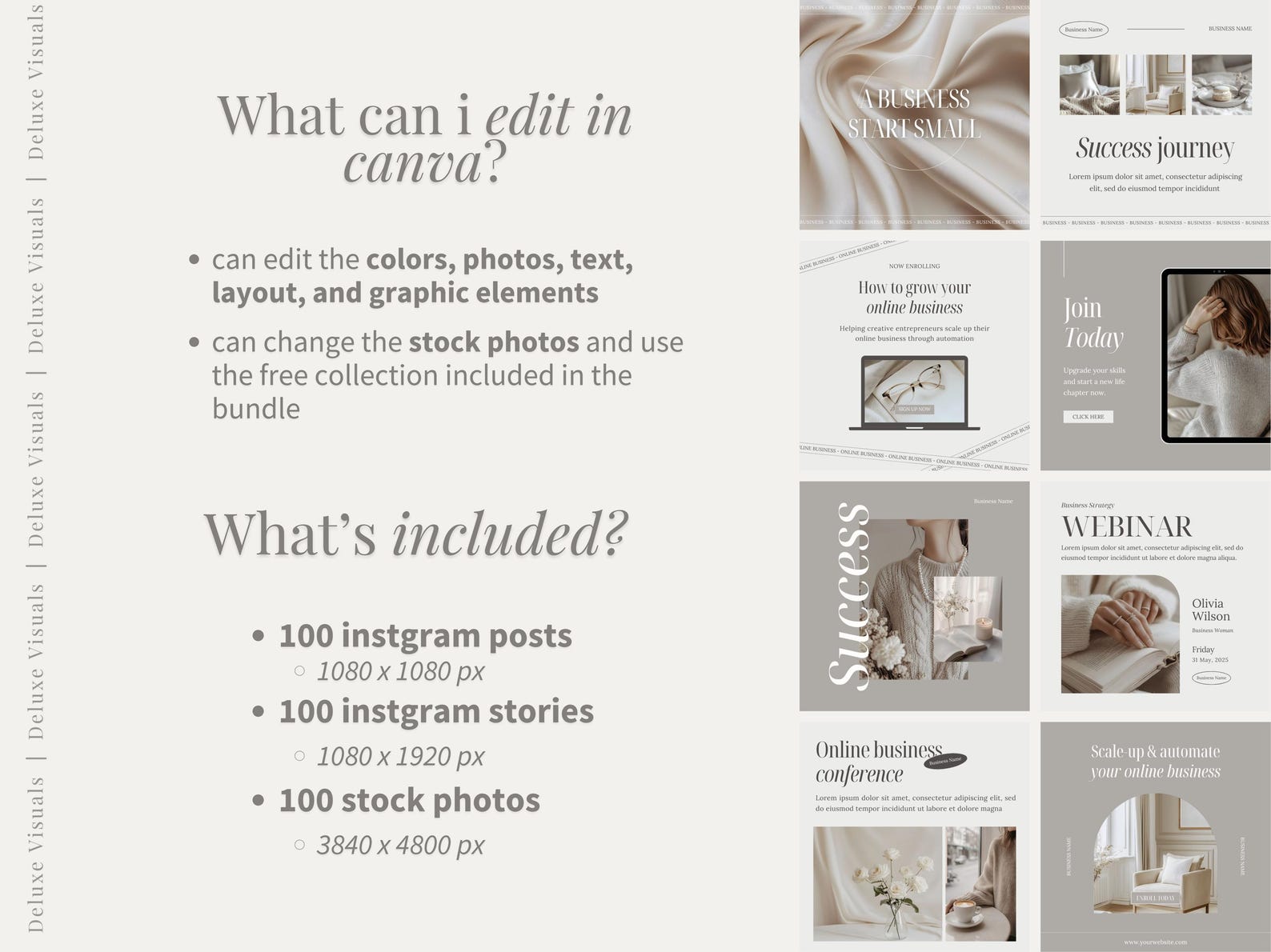 Neutral Aesthetic Instagram Posts & Stories Templates Canva Digital ...