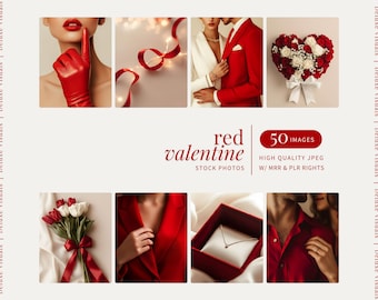 Aesthetic Red Valentine Stock Photos Faceless Couple Valentines Instagram Reel Marketing Photos Faceless Romantic Date Night Images MRR PLR