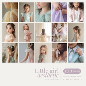 Aesthetic Young Girl Stock Photo Digital Marketing Little Girl Image Neutral Instagram Reels mrr plr Marketing Girl Faceless Photography Kid