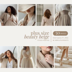 Plus Size Faceless Stock Photo Aesthetic Plus Size Girl Boss Instagram Reel Faceless Digital Marketing Beige MRR PLR Fashion Lifestyle Image