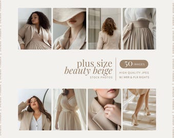 Plus Size Faceless Stock Photo Aesthetic Plus Size Girl Boss Instagram Reel Faceless Digital Marketing Beige MRR PLR Fashion Lifestyle Image