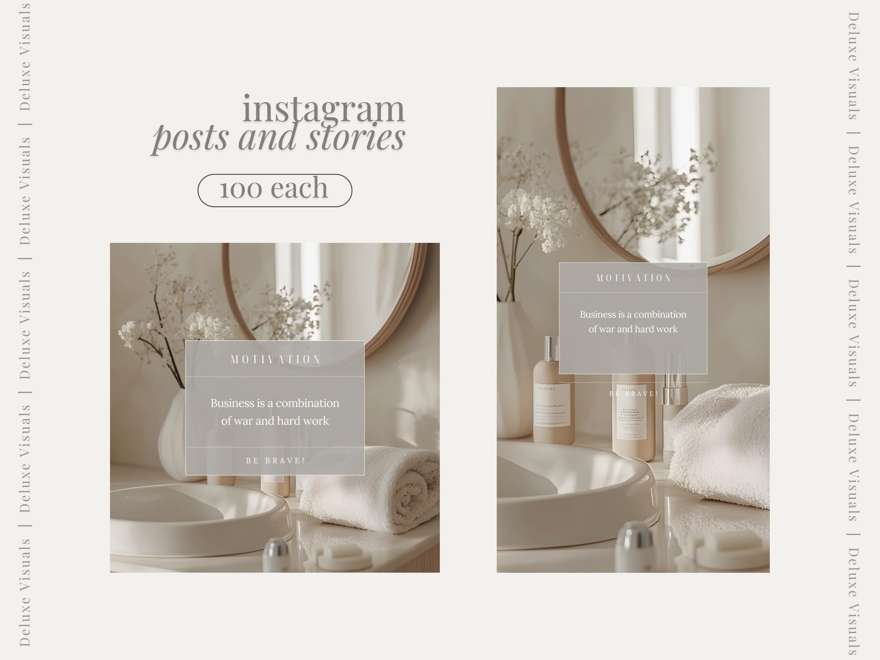 Neutral Aesthetic Instagram Posts & Stories Templates Canva Digital ...