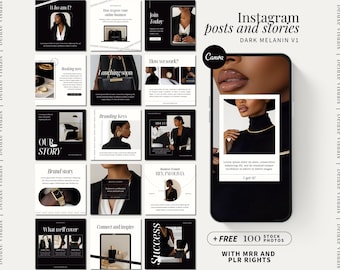 Done For You Melanin Instagram Posts & Stories Marketing Melanin Girl Boss Aesthetic Business Branding MRR PLR Entrepreneur Faceless Photos