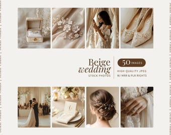 Anonieme beige bruiloftsfoto's Instagram-rollen Marketing Stock Afbeelding Neutrale esthetische betrokkenheid Afbeeldingen bruiloftsfoto's MRR PLR-bundel