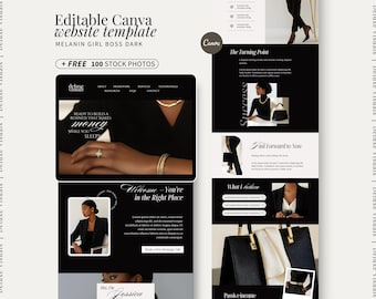Canva Website For Melanin Coach with Stock Photos Dark Aesthetic Landing Page Website Template Modern Melanin Luxury Sales Page Coaching Web