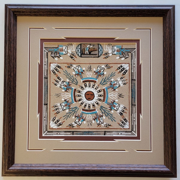 Navajo Sand Painting by Glen Nez - 13-1/2 x 13-1/2 - 4D12Z