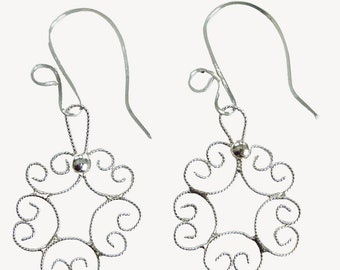 Handcrafted Sterling Silver Filigree Wire Earrings