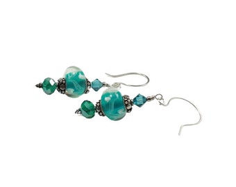 Sterling Silver Art Glass Earrings