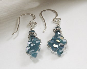 Sterling Silver and Swarovski Caribbean Blue Crystal Earrings