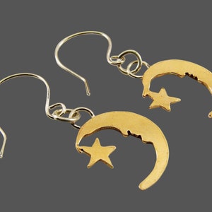 Celestial Moon and Star Earrings with Sterling Silver Ear Wires, Dainty Earrings image 6