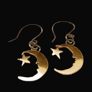 Celestial Moon and Star Earrings with Sterling Silver Ear Wires, Dainty Earrings image 7