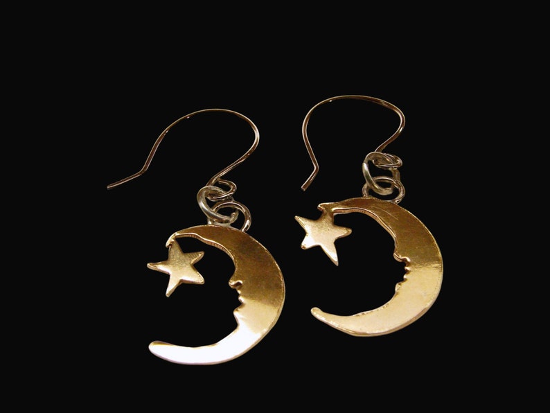 Celestial Moon and Star Earrings with Sterling Silver Ear Wires, Dainty Earrings image 7