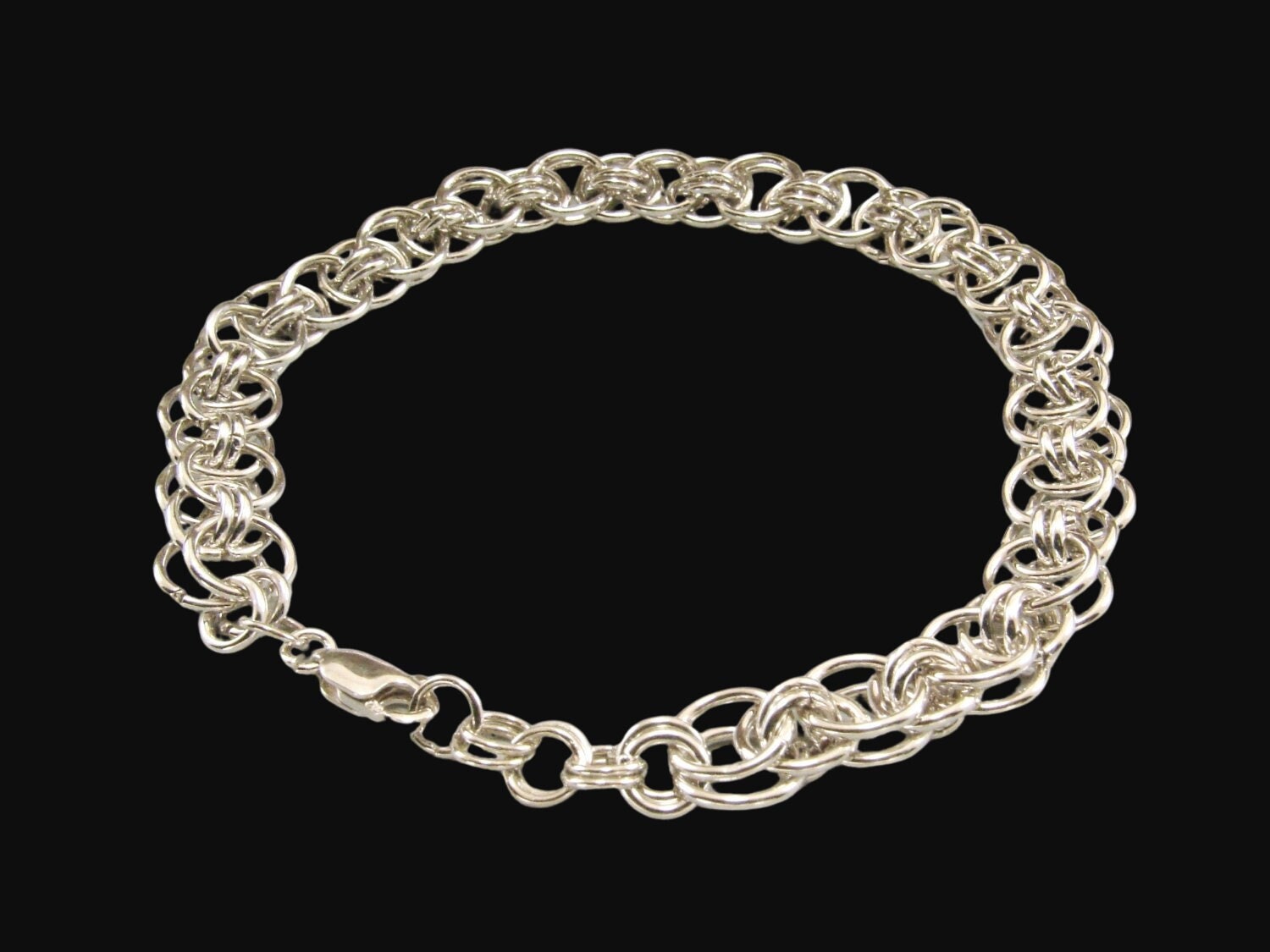 Sterling Silver Chain Maille helm Weave or Parallel Weave Bracelet ...