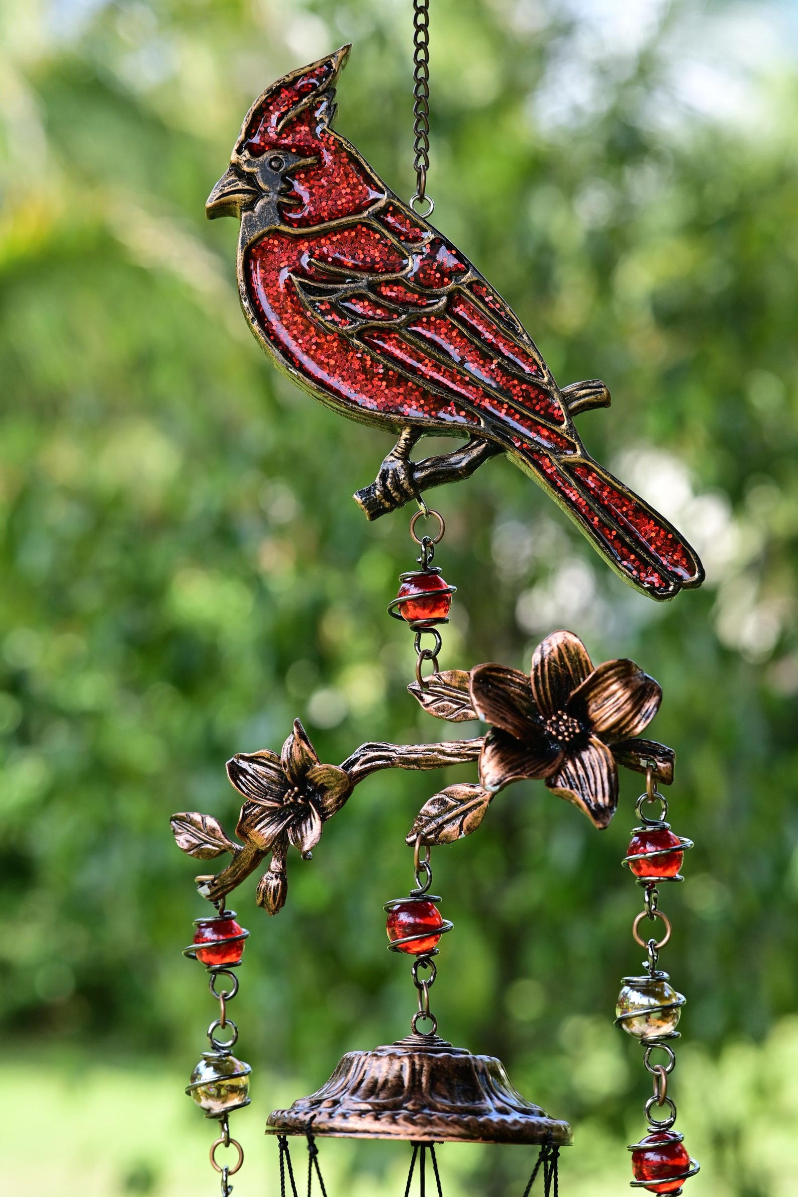 32" cardinal Wind Chimes for Outside, home decor and garden art