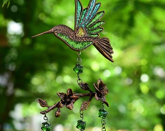 Hummingbird Wind Chimes for Outside | Bring Joy to Your Garden | Gift for Mom | 32" Outdoor Porch Patio Decor | Hummingbird Gifts for Women