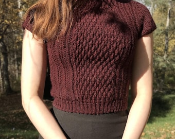 Alpine Stitch Kurzarm Häkelanleitung PDF (englisch) und Größe inclusive