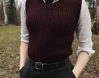 V-Ausschnitt häkeln Pullover Weste Muster PDF (englisch) und Größe inclusive